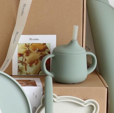 Moonkie Silicone Baby Sippy Cups | 3 Stages Training Cup Straw Cup for Infants Toddlers and Kid | 4 oz 1Pack