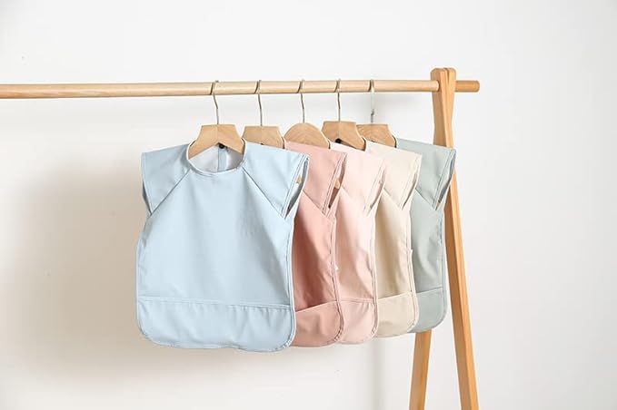 GZMM Waterproof Baby Bibs,Infant Toddler Extra Cover Feeding Bib With Food Catcher,Easy Clean & Washable