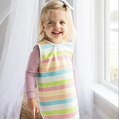 BapronBaby Rainbow Stripes Bapron - No Neck Tie Safer Bib for Baby & Toddler - Soft Waterproof Stain Resistant - Machine Washable - Sz Baby/Toddler 6m-3T