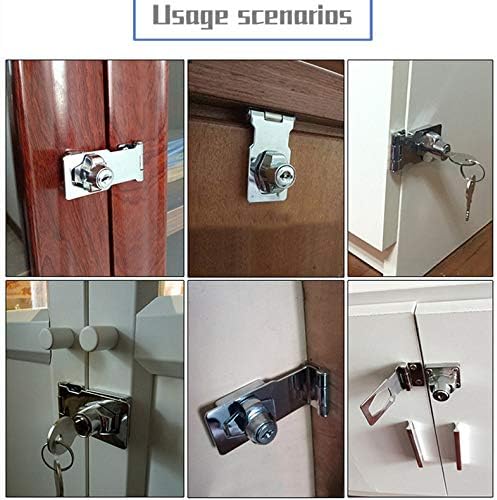 2 Packs Keyed Hasp Locks Twist Knob Keyed Locking Hasp for Small Doors, Cabinets and More,Stainless Steel Steel, Chrome Plated Hasp Lock Catch Latch Safety Lock (3Inch with Lock)