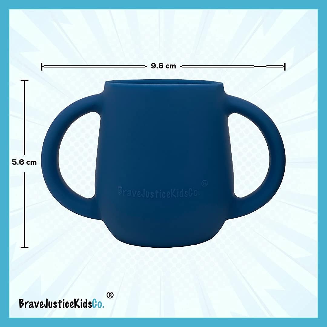 | Teenie Tiny™ Silicone Developmental Baby-Led Weaning Drinking Cups (2 pack) (Warm Taupe and Blue Fusion)