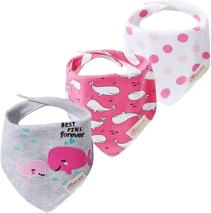 JN&LULU 3 Pack Newborn Baby Bibs Bandana Drool Bibs for Drooling Cotton Baby Gifts