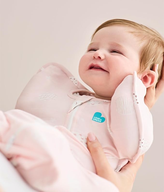 Love to Dream Swaddle UP Transition Bag Lite, Luxuriously Silky Soft Bamboo Viscose, Patented Zip-Off Wings, Converts to a snug Sleeping Bag, 0.2 TOG, 19-24 lbs, Pink Little Dreamer