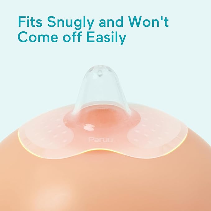 Paruu Contact Nipple Shields, Butterfly Breastfeeding Nipple Shields for Protecting Flat or Inverted Nipples, 100% Food-Grade Silicone, Made Without BPA/BPS, Include Carry Case (24mm)