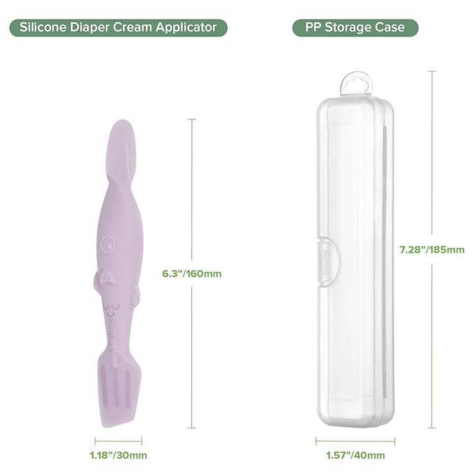 haakaa Baby Diaper Cream Spatula, NoMess Dual-Ended Silicone Diaper Rash Cream Applicator with Hygienic Case, Butt Spatula for Baby