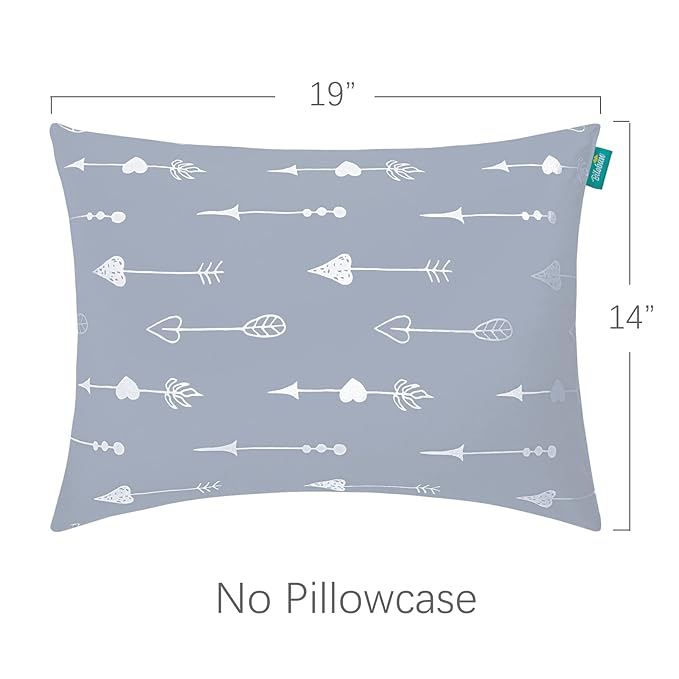 Toddler Pillow for Sleeping, Kid Pillow 14" x 19" for Small Travel Bed, Nap Pillow for Crib, Soft & Skin-Friendly Small Pillows for Sleeping, Toddler Use Only, Age 2 to 5 (Grey Arrow)