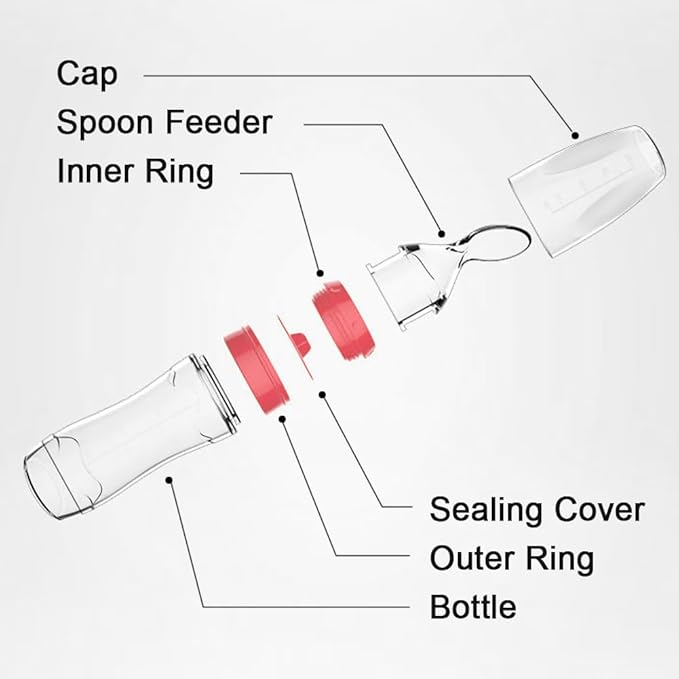 Matyz 2 PCS Silicone Baby Food Dispensing Spoon (Pink, 4oz/120ml) Squeeze Feeder with Spoon - Spoon Bottle for Baby - Baby Spoon Feeder Bottle Baby Solid Food Feeder - Ideal for 4 Months+ Babies