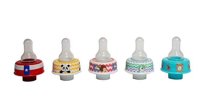 Refresh-a-Baby Reusable Bottle Top Nipple Adapter – Instantly Convert Any Bottle into a Sippy with Soft Silicone Nipples – Ideal for On-the-Go Feeding, BPA-Free, & Easy to Clean Pack of 2 (Panda)