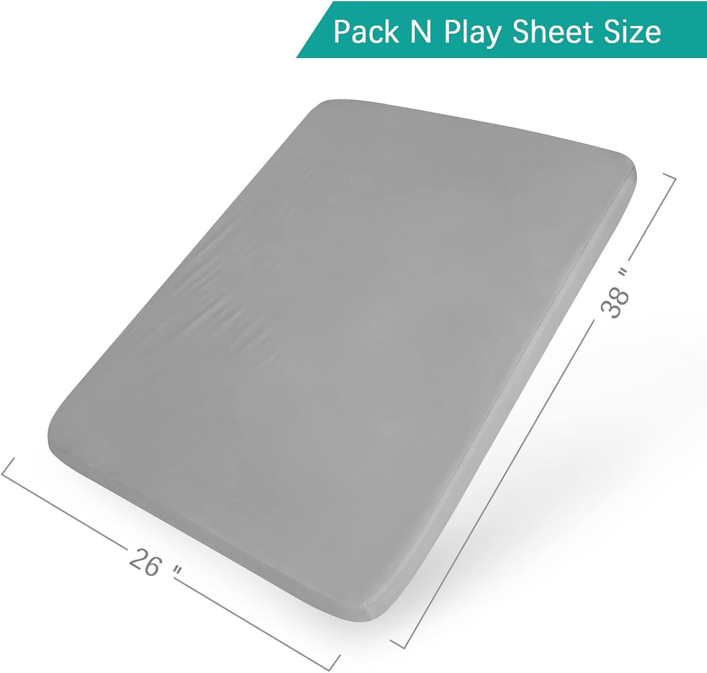 Biloban Pack and Play Sheets Waterproof 2 Pack Fitted, Compatible with Baby Graco/Dream On Me/Baby Trend/Pamo Babe Pack n Play/Playard and Other 38" X 26" Playpen Mattress, Grey & White
