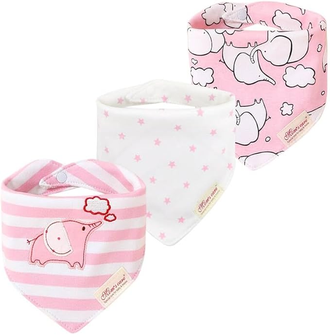 JN&LULU 3 Pack Newborn Baby Bibs Bandana Drool Bibs for Drooling Cotton Baby Gifts