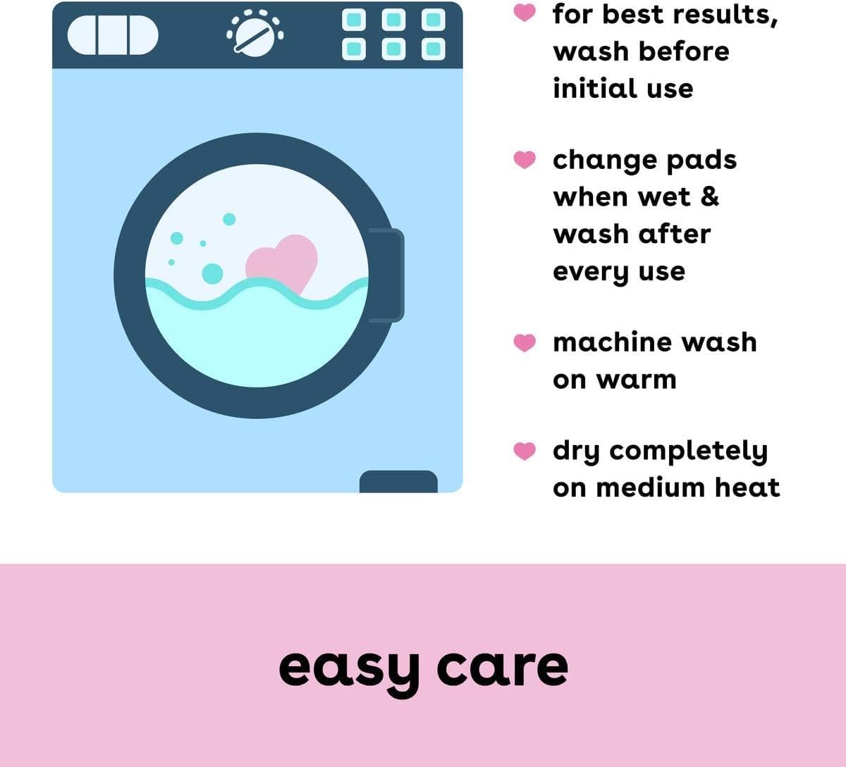 Bamboobies Nursing Pads, Reusable and Washable for Daily Use, Leak-Proof Pads for Breastfeeding, 4 Pads