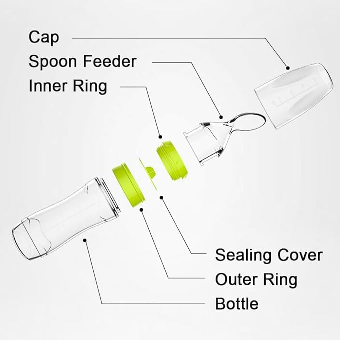 Matyz 2 PCS Silicone Baby Food Dispensing Spoon (Green, 4oz/120ml) Squeeze Feeder with Spoon - Spoon Bottle for Baby - Baby Spoon Feeder Bottle Baby Solid Food Feeder - Ideal for 4 Months+ Babies