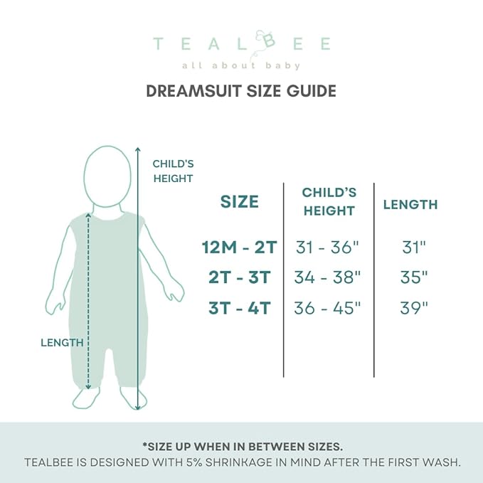 Tealbee Dreamsuit Toddler Sleep Sack with Feet – Walker Sleep Bag with Legs, Rayon made from Bamboo, All Season 1.2 TOG, 2-Way Zipper, 3T-4T - Sunshine