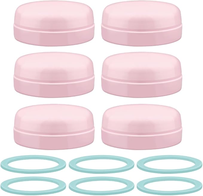 Maymom Solid Lids Aka Travel Caps w/Sealing Ring Compatible with Avent Bottle; Cap Replace Avent Natural Bottle Screw Ring n Sealing Disc; Fit Avent Anti-colic Polypropylene, Glass Bottle, Avent Pink
