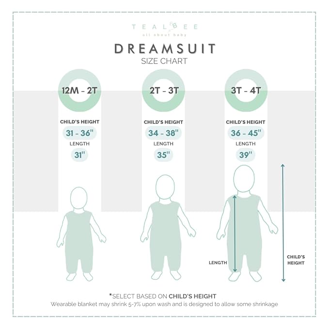 Tealbee Dreamsuit Toddler Sleep Sack with Feet – Walker Sleep Bag with Legs, Rayon made from Bamboo, Winter 1.5 TOG, 2-Way Zipper, 3T-4T - Mushroom