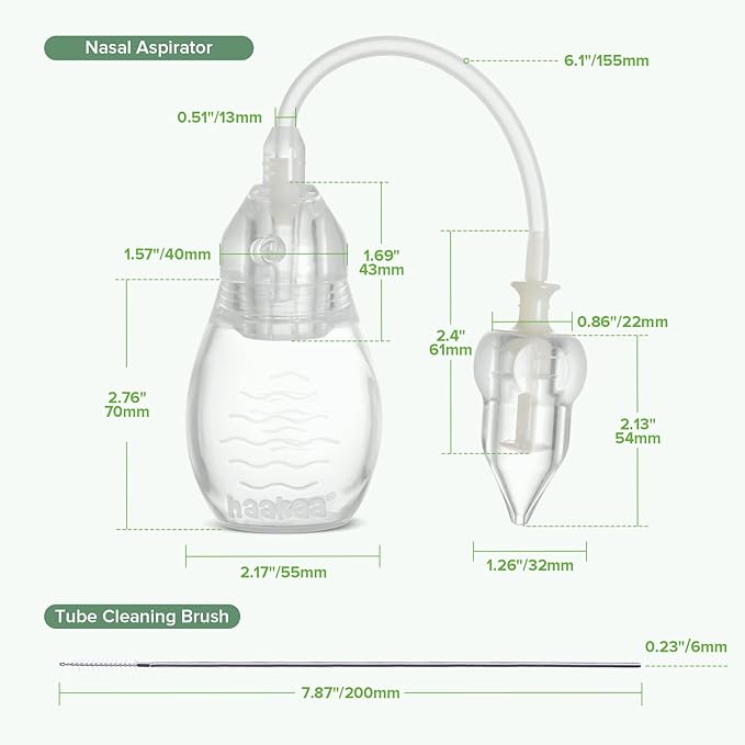 haakaa Swan Neck Nasal Aspirator for Baby | Baby Nose Sucker Bulb Syringe with Anti-Backflow Valve | Easy-Squeeze Filter-Free Soft Silicone Nose Cleaner β BPA Free, 12m+