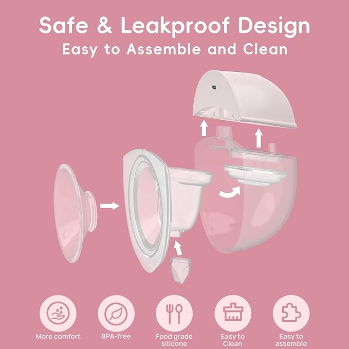 Breast Pump Hands Free, Wearable Breastfeeding Pump with 3 Modes & 9 Levels, Portable Electric Breast Pump with 17/19/21/24MM Flange, LED Display, Leak-Proof Design, 2 Pack