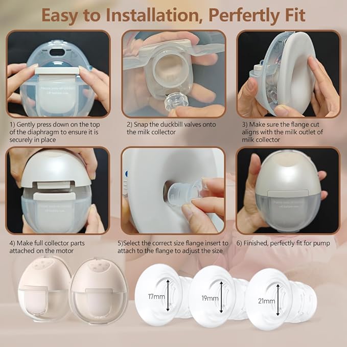 2pcs 21mm Flange Insert Compatible with eufy S1 Pro/S1/E10/E20, Fit for Momcozy M9/M6/M5/S12 pro Breast Pump, Replace for Spectra/Medela/MomMed/eufy/Lansinoh/Elvie with 24mm Flange/Shield