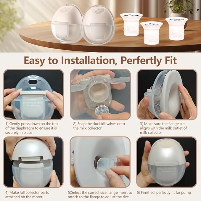 4pcs Flange Insert 17mm Compatible with eufy S1 Pro/S1/E10/E20 Wearable Breast Pump, Replace for eufy Breast Pump Sizing Insert, Fit for eufy Pump Replacement Parts