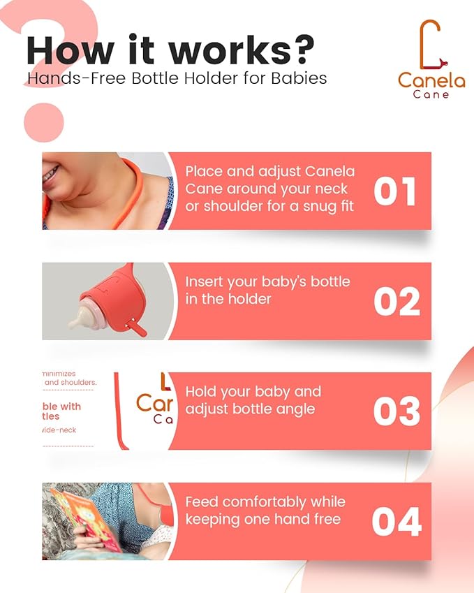 Adjustable Baby Bottle Support – Assist Feeding Tool for Parents, Non-Slip & Ergonomic Design, Fits Standard & Wide-Neck Bottles(Cinnamon)