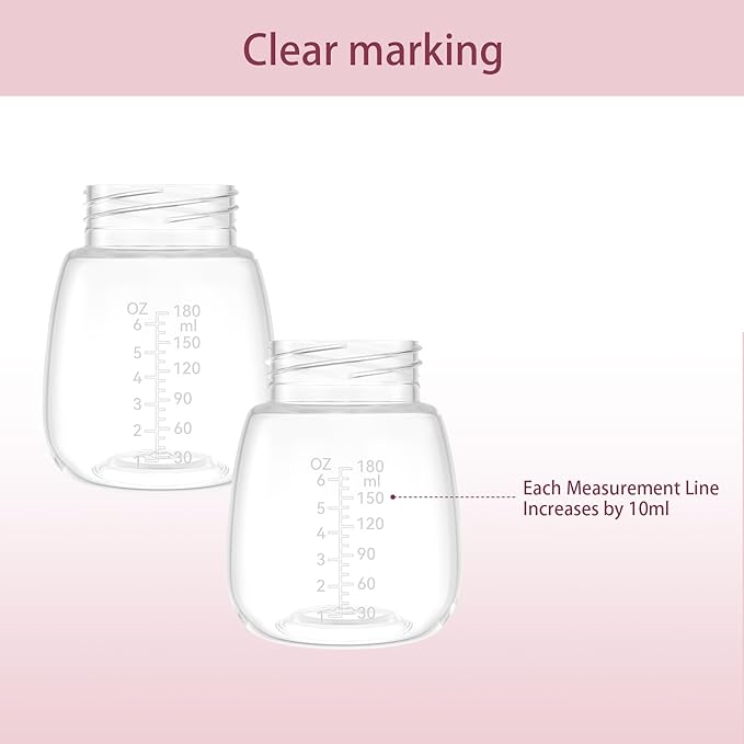 Milk Storage Bottle and Collection Bottle, Compatible with Spectra S1, S2, Motif Luna, Cimilre, Replace Spectra Bottles Wide-Mouth Bottles, 4 pc (6oz/180ml)