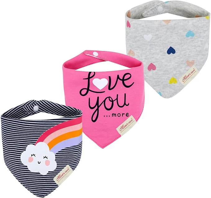 JN&LULU 3 Pack Newborn Baby Bibs Bandana Drool Bibs for Drooling Cotton Baby Gifts