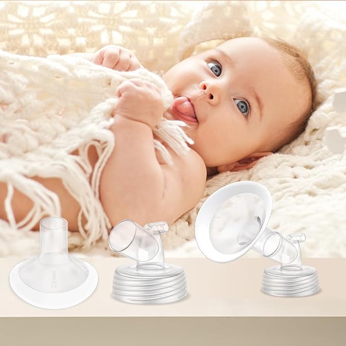 2 Packs 17mm Flange Set, Updated Soft Rim Shield and Wide Mouth Base Connector Pump Parts for Spectra S2 Spectra S1 9 Plus Breastpumps Accessories, 106 Degree Wider Opening Angel