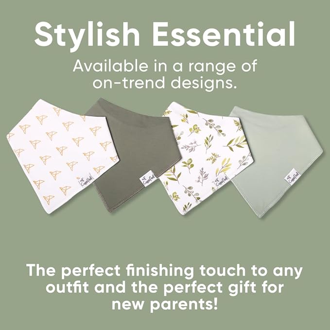 Copper Pearl 4 Pack Soft Cotton Baby Bibs for Drooling and Teething, Absorbent Drool Bibs for Baby Girl and Boy, Adjustable to Fit Newborns to Toddlers, Tons of Styles (Haven)