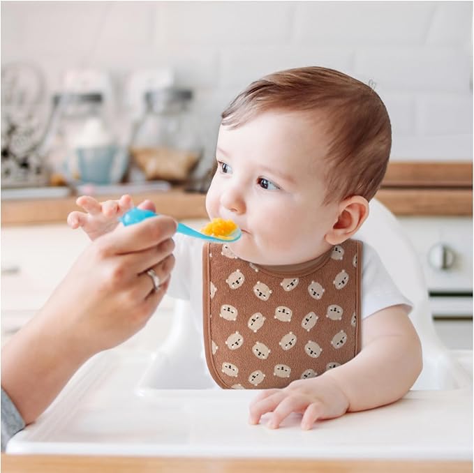 The Peanutshell Baby Boy or Girl Terry Bibs Set of 10-100% Cotton, Soft, Absorbent Baby Bibs for Boys and Girls, Unisex Toddler Baby Boy or Girl Bibs Set, Newborn & Infant Bib - Soft Neutral