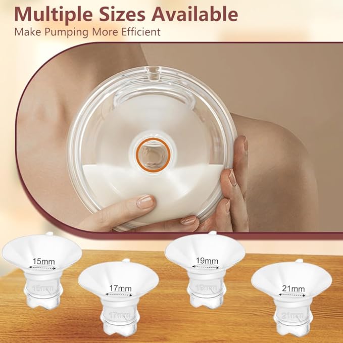 Update Flange Insert 15/17/19/21mm 8pcs for 24mm Flange/Shield of Most Pumps, Silicone Flanges Insert for Momcozy/Medela/Spectra/Eufy/Lansinoh/TSRETE/Elvie/NCVI/Paruu, Breastfeeding Essentials Kit