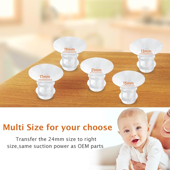 Flange Inserts 10PCS 19/21mm*5,24mm Breast Pump Shields/Flanges Compatible with Momcozy S9/S9pro/S10/S12/S12pro/Spectra/Medela/TSRETE, Reduce 24mm Tunnel Down to Correct Size