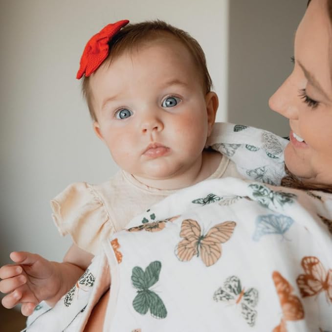 Little Unicorn Ultra-Absorbent Premium Burp Cloth 2 Pack | Soft on Baby's Skin | Larger Size | Ergonomic Design | Set of 2 (Butterflies)