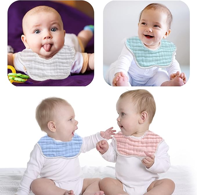 Muslin Baby Bibs for Drooling and Teething Newborn Drool Bibs for Baby Girl Boy
