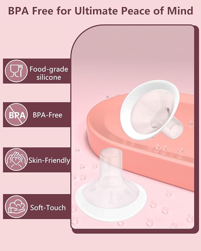 4pc 19mm Oval Flanges Shields Built-in Soft Edges Compatible with Medela/Lansionh Pumps, Replacement Parts for Pump in Style, Symphony, Swing Maxi, Harmony and Personalfit Flex Connector