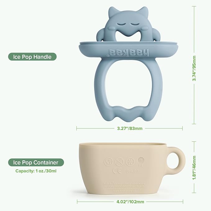 Haakaa Chilly Monster Breastmilk Popsicle Molds, Silicone Popsicle Molds for Baby Teething Relief, BPA Free Frozen Breast Milk Teether Popsicle Maker & Ice Pop Molds for Infant 6m+(Sky Blue + Mustard)