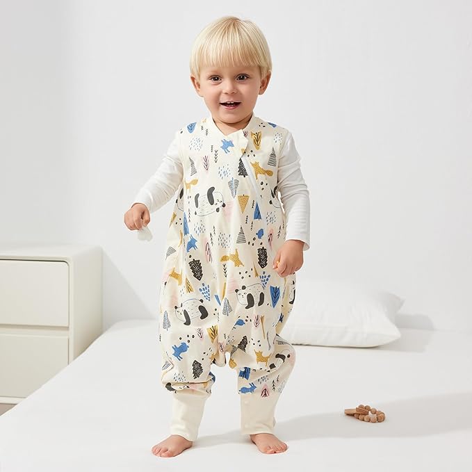 Duomiaomiao 2 Pack 0.5 TOG Toddler Sleep Sack 24-36 Months 100% Cotton Lightweight Baby Sleep Sack with Feet, Breathable Comfy Toddler Wearable Blanket