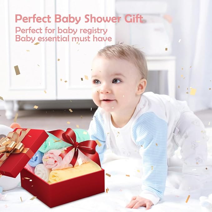 Orighty Muslin Baby Washcloths Pack of 6 - Soft Face Cloths for Newborn, Absorbent Baby Bath and Face Towels, 100% Cotton Babies Wipes, Burp Cloths, Feeding Towels for Babies and Infants - 10 x 10’’