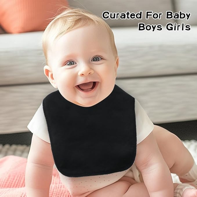 8 Pack Baby Bibs Unisex Adjustable with Snaps Ultra Soft Absorbent Drooling Teething for Boys and Girls