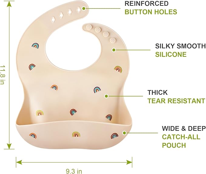 Accmor Silicone Baby Bibs, Waterproof Soft Bibs for Baby Girls Boys Feeding Eating, Silicone Baby Bibs with Large Pocket