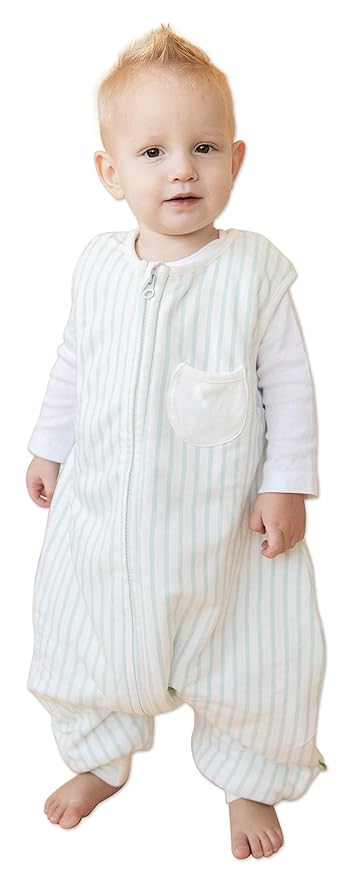Tealbee Dreamsuit Toddler Sleep Sack with Feet – Walker Sleep Bag with Legs, Rayon made from Bamboo, Winter 1.5 TOG, 2-Way Zipper, 3T-4T - Stripes