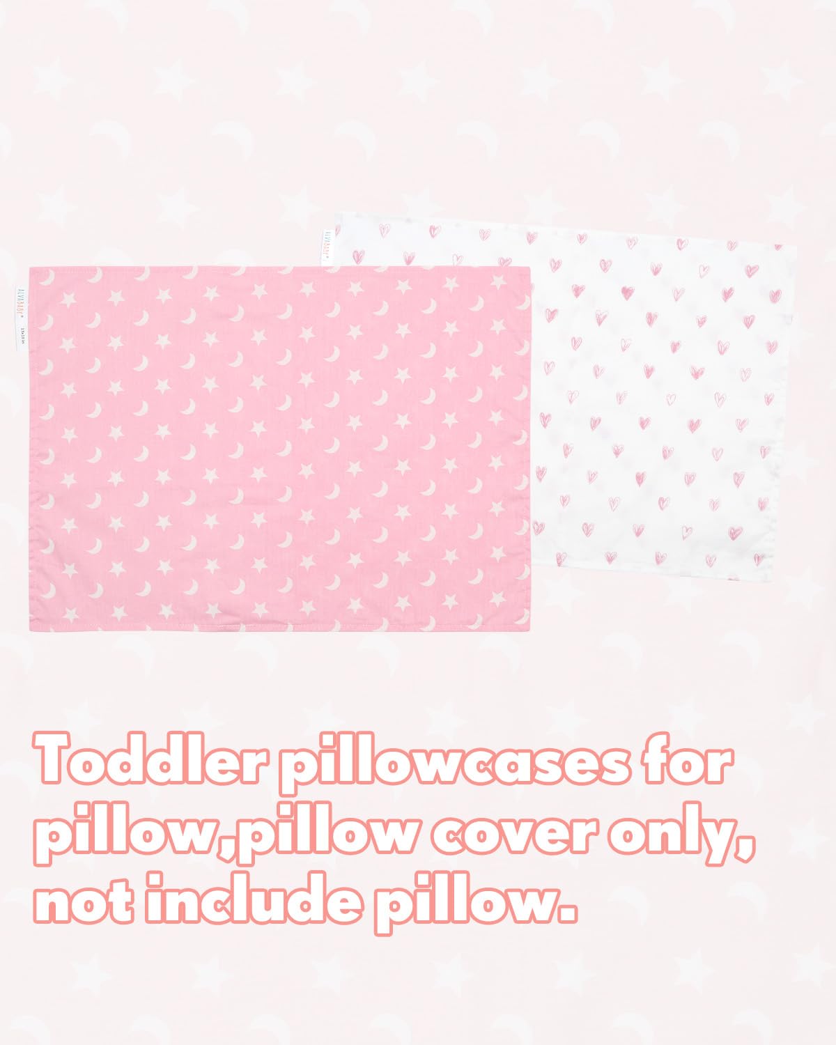 ALVABABY Toddler Pillowcases 2 Pack Organic Cotton Kids Pillow Cover Fit 13"x 18" or 12"x25" Envelope for Girl Boy Sleepy Travel