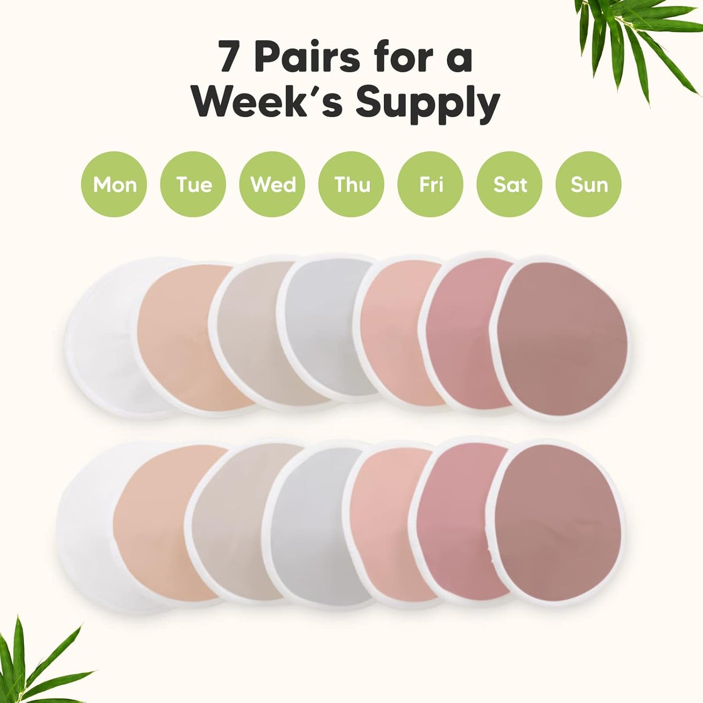 Organic Nursing Pads - 14 Washable Viscose Derived from Bamboo Breastfeeding Pads, Wash Bag, Reusable Breast Pads for Breastfeeding, Nipple Pads for Breastfeeding Essentials(Lovelle, L 4.8")