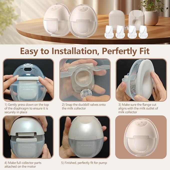 6pcs Duckbill Valves Compatible with eufy S1 Pro/S1/E10/E20 Wearable Breast Pump, Replace for eufy Pump Original Parts Duckbill Valve, Leak-Proof and Dust-Proof Breast Pump Replacement Parts