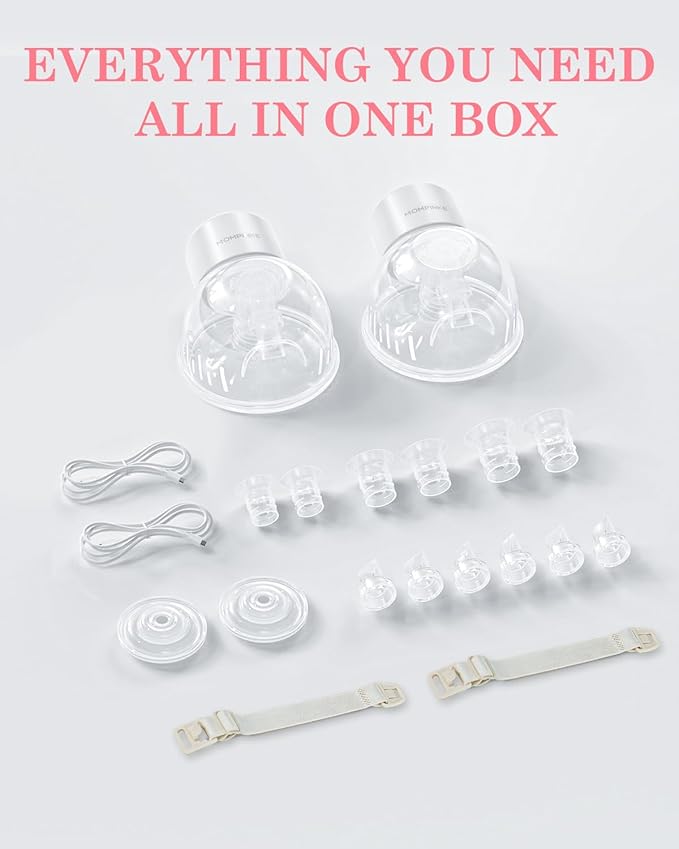 Wearable Breast Pump S12, Hands Free Wearable Breastfeeding Pump with Adjustable Suction, Electric Portable Wireless Breast Pump, 24mm, 2 Pack, White