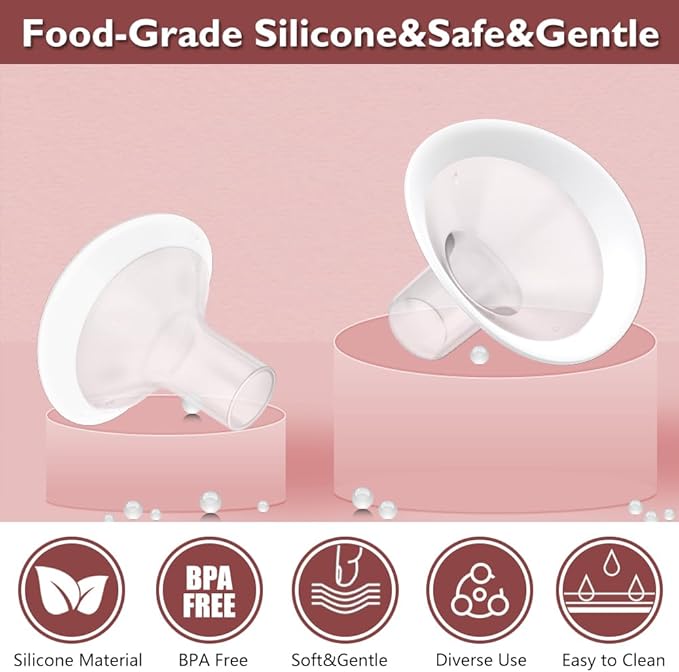 2pcs 21mm Soft Rim Flanges with 106 Degree Wider Opening Angle for Medela Breast Pump, PersonalFit, Freestyle, Maxflow, Freestyle Flex Swing Maxi Connector, Lansinoh Signature Pro