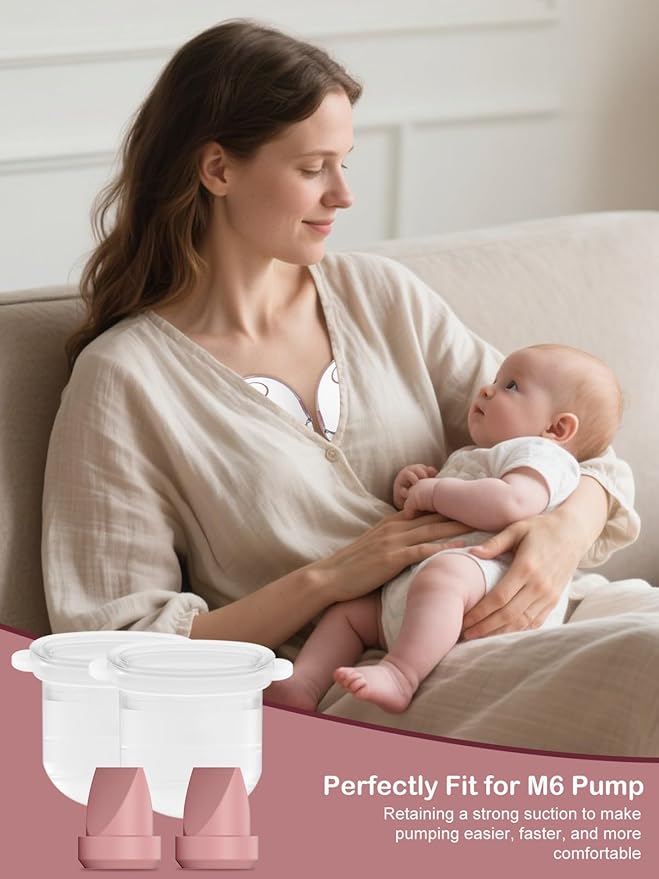 12PC M6 Breast Pump Replacement Accessories, Including 8pcs Duckbill Valve and 4pcs Diaphragms for Momcozy Mobile Style | M6, Replace for Momcozy Pump Parts, Not Original Parts, 12PC Red