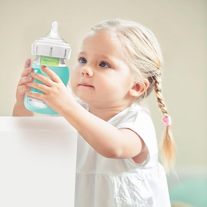 Silicone Baby Bottle Sleeves Compatible with 5 oz Dr. Brown's Natural Glass Bottles Dishwasher-Safe Anti-Colic Baby Bottle Covers for Dr. Brown Wide-Neck Glass Bottles - 2-Pack