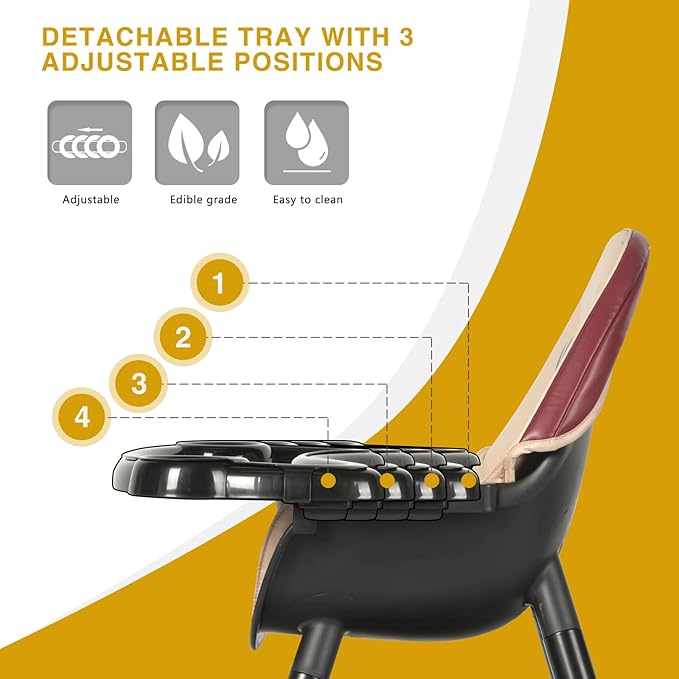 Gofirst 6 in 1 Baby High Chair,Convertible High Chairs for Babies and Toddlers/Booster Seat/Table and Chair Set,Baby Feeding Chair/5-Point Harness,4-Position Removable Tray&PU Cushion Baby Highchair