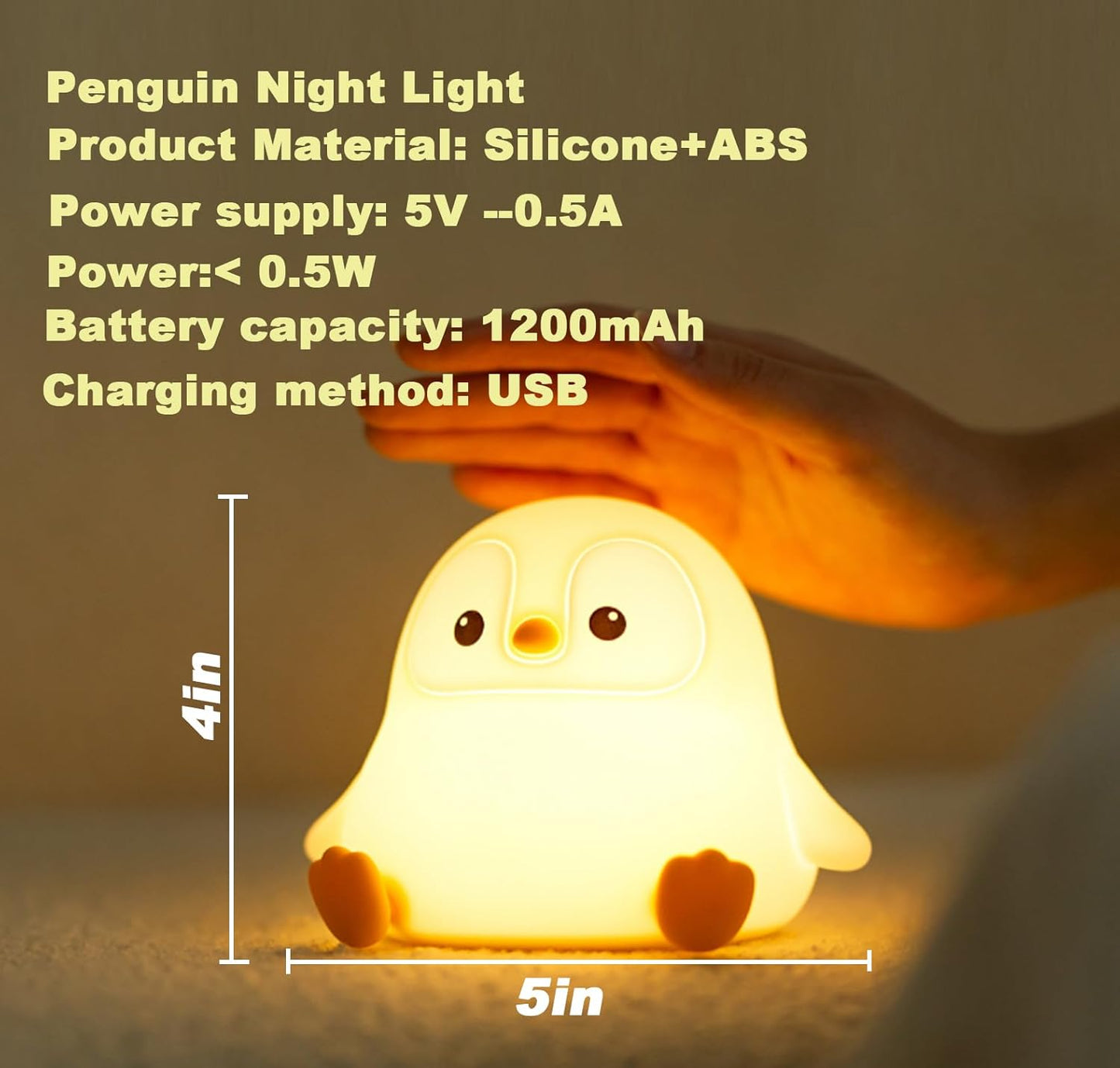 DREAMING MY DREAM Cute Penguin Night Light,LED Squishy Novelty Night Lamp,2 Levels Dimmable Nursery Bedroom Nightlight for Kids,Touch Lamp, Dorm Decor, Baby Boys Girls Gifts