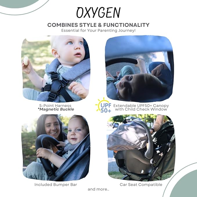guzzie+Guss Oxygen v2 Lightweight Stroller – Compact, Foldable, Travel-Friendly for Baby, Infants and Toddlers - Raven